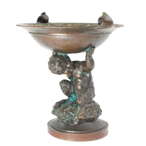 impozantă fructieră neoclasică, din bronz și ceramică. Spania cca 1930